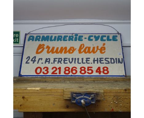 A French enamel advertising sign, 100cm x 50cm 
