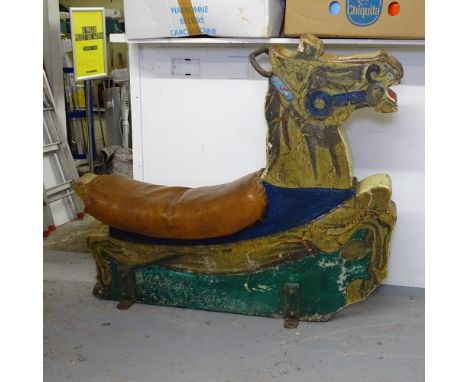 A Vintage painted Fair Ground Rocking Horse ride, L118cm, H98cm 