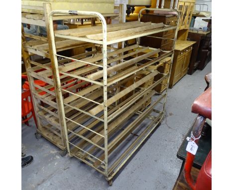 A Vintage iron-framed baker's rack, W148cm, H168cm 