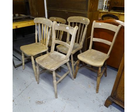 5 Vintage elm-seated kitchen chairs 
