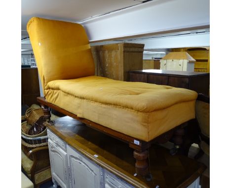 A late 19th century "John Carter's Literary Machine" adjustable couch, with white enamel label, L160cm 