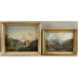 Brizzi, Charles Karl (1822-1878), Paar Ölgemälde, Dorf am Tegernsee mit Wallberg