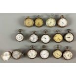 Konvolut 14 Taschenuhren darunter Omega Silber 800 und weitere Uhren, tlw antik