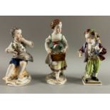 Kaendler, Johann Joachim (1706-1775) Entwurf, Meissen 2x Porzellan Figur Gärtner dazu 1x Rudolstadt