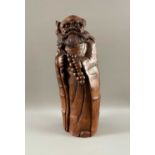 Asiatika Holzfigur wohl Gelehrter, ca. 44cm hoch
