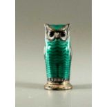 Andersen, David (1888-1925), Eule als Salzstreuer Emaille Sterling Silber 925