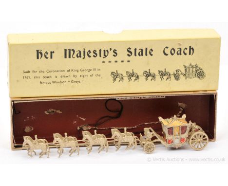 Britains - Set 44D - State Coach of England. a Gilt [small scale] model with Eight Horse Team. Near Mint [some embellishment 