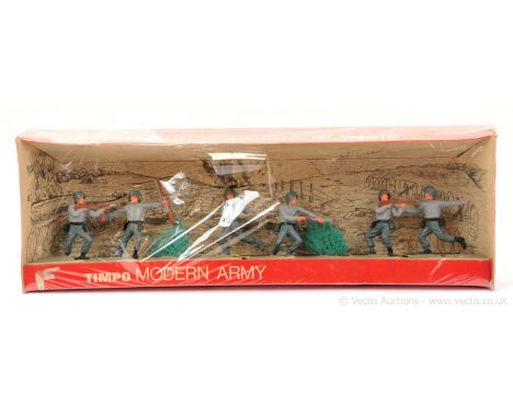 Timpo - Modern Army Series - Ref: 7/8 - Infantry Set, [1960's issue], comprising: 6 x Infantry &amp; 2 x Shrub Accessories. M