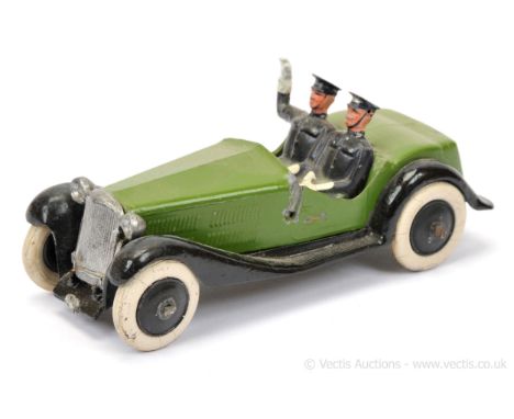 Britains - Set 1413 - Mobile Police Car, [1935 issue], comprising: Apple Green [as used on many of the farm vehicles] Car wit