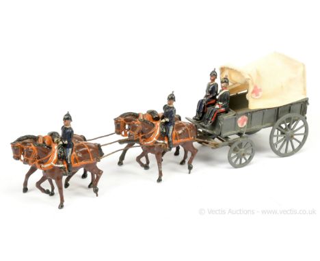 Britains - Set 145 - Royal Army Medical Corps [1906 version], comprising: 4 x Horse Team at the Walk in Heavy Harness, Driver