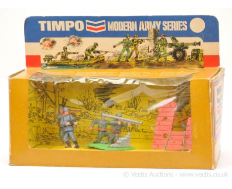 Timpo - Modern Army Series - Ref: 309 - Bazooka Set, [1972 issue], comprising: German Infantryman, U.S. Bazooka Crew on Base 