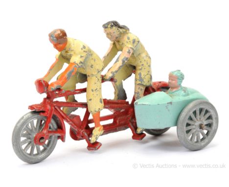 Morestone - Tandem Set, comprising: Red Tandem with attached TURQUOISE Sidecar with Child Passenger, Male &amp; Female Cyclis