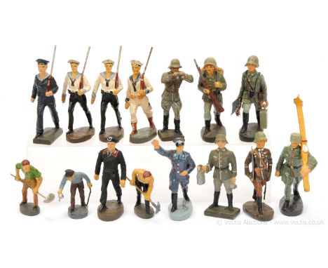 Elastolin &amp; Lineol - German WW2 Types, circa 1940, comprising: 12 x Various German Military Types, Includes: Kreigsmarine