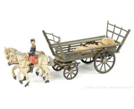 Unconfirmed [French] Maker, comprising: Franco Prussian War Period 4 x Wheel Forage Wagon with Two Horse Team and Driver, 90m