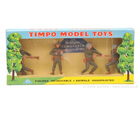 Timpo - Modern Army Series - Ref: 6/4 - Infantry Set, [late 1960's issue], comprising: 4 x Khaki Infantry. Mint overall, cont