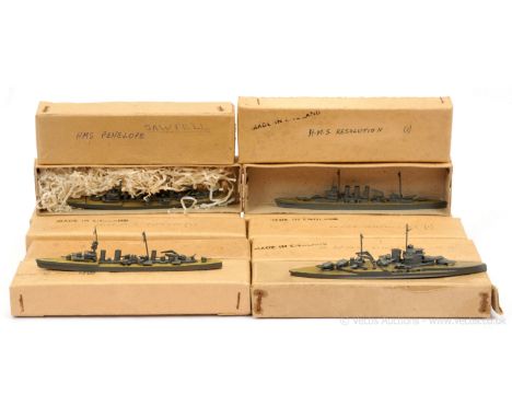 TREMO - Treforest Mouldings - 1/1200th Scale Naval Ships Range, Pre War Issues, circa, 1920's /30's, comprising: A Quantity [