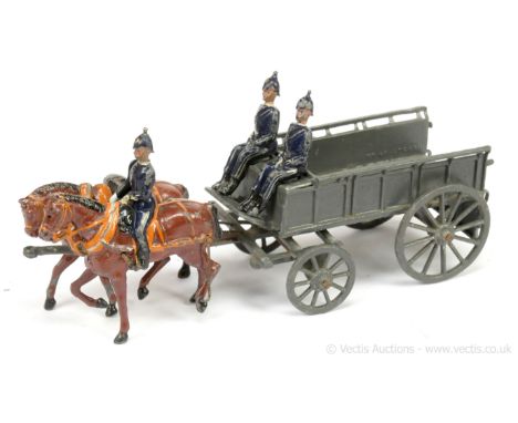 Britains - Set 146 - Royal Army Service Corps Wagon [1920's Issue], comprising: a GS Wagon [Grey], 2 x Horse Team [Heavy Harn