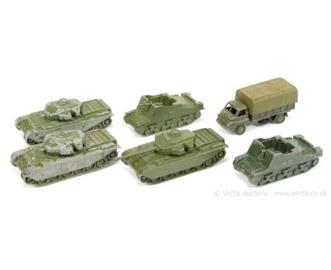 Britains - Lilliput Series, comprising: LV/607 - 3 Ton Army Covered Truck, 3 x LV/610 - Centurion Tank [2 with damaged guns] 