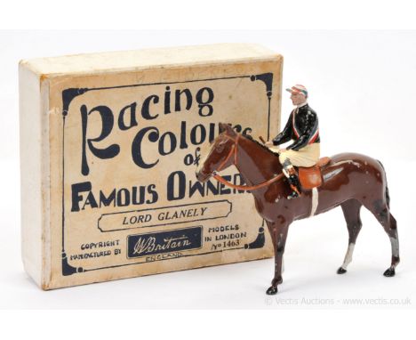 Britains - Racing Colours Series - [Pre-War Issue] - Owner - Lord Glanely, comprising: Horse - Brown, Jockey Colours - Tricol