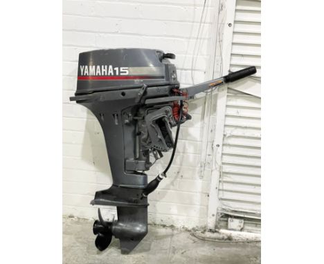 A large Yamaha 15 outboard boat engine. 103cm 
