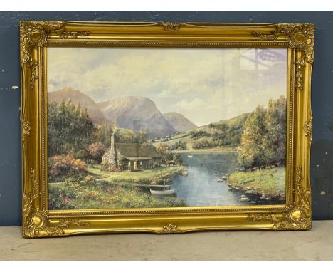 A large ornate gilt framed print. 90x64.5cm 