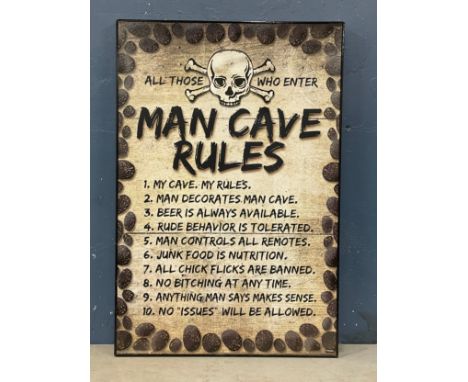 A large Man Cave Rules print. 62x93cm 