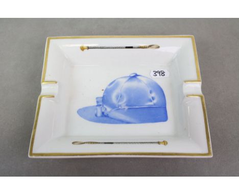 Jockey themed ceramic Ashtray, with Gilt detailing, marked "Hermes Paris made in France" to the side, measures approx 19 x 15