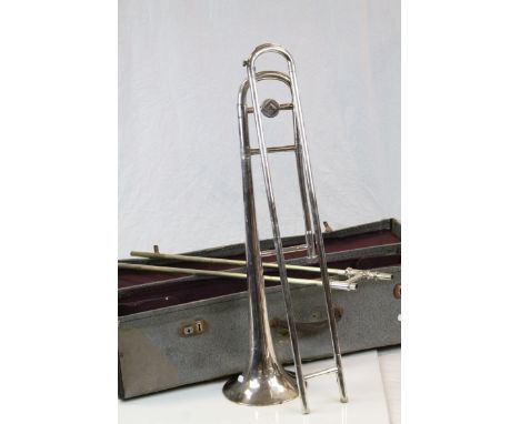 Cased silver plated J R Lafleur &amp; Son Ltd "Alliance" Trombone