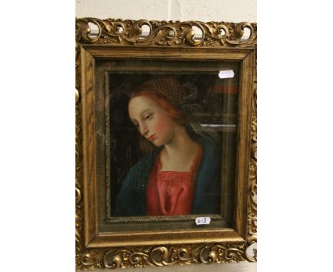 Gilt framed oil painting, classical portrait of the Madonna 