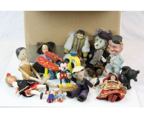 Large box of mixed vintage Dolls etc to include Wooden, Peg &amp; Novelty types