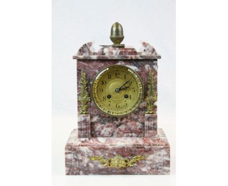 French key wind Marble mantle Clock, the movement marked "Bernard Lyon a Paris", the Gilt metal dial marked "Ch. Bertout Boul