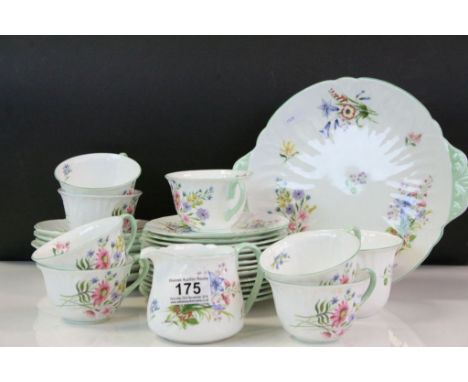 Shelley wild flower patterned tea set, no tea pot