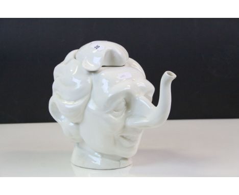 1980's ceramic novelty Teapot modelled as Maggie Thatcher, Spitting Image style, rubbed marks to base and approx 20cm tall