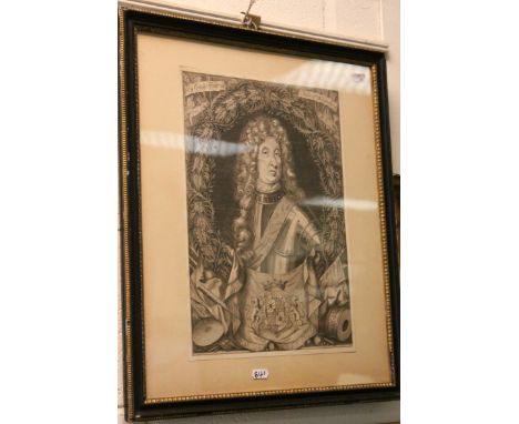 Daniel de la Feuille 1640-1709 framed engraving portrait of Frederick Duke of Schomberg 
