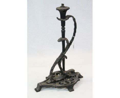 Early 20th century cast iron lamp of naturalistic form 