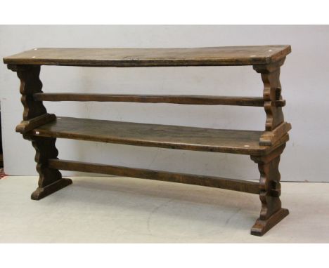 Pair of 19th century Elm and Oak Bench with Peg Ends, each 169cms long x 47cms high