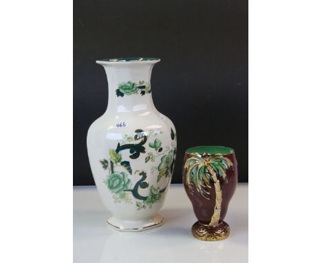 Beswick ceramic Vase with Palm tree pattern, numbered 107 to base plus a Mason's urn type Vase in "Chartreuse" pattern and ap