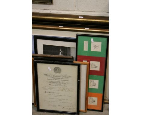19th Century Armorical, approx.25 x 20cms with photograph and related ephemera including a portrait of Michael Chichester 