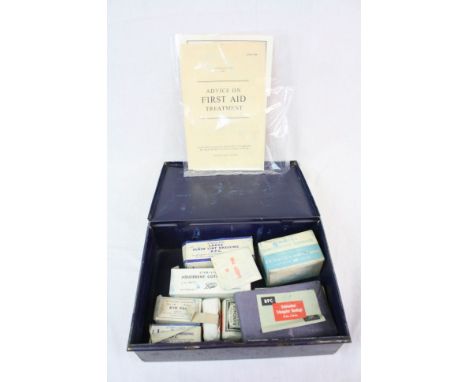 Vintage First Aid tin &amp; contents to include pamphlet on First Aid Treatment