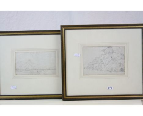 William Marlow (1740-1813) "Near Naples", pencil sketch inscribed "drawn large size in watercolour", approx.12 x 17.5cms, toe