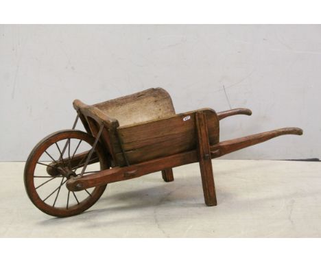 Early vintage wooden childs wheelbarrow 