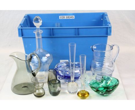 Box of mixed vintage Glass to include Whitefriars &amp; Scandanavian