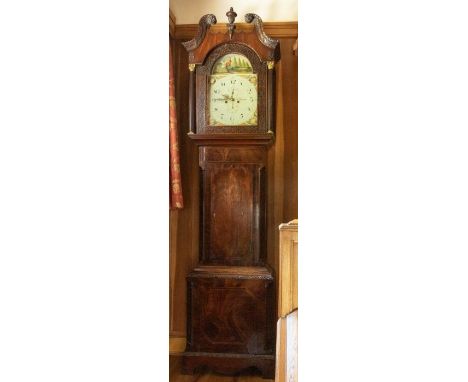 S Underhill of W-Hampton (Wolverhampton) 8 day longcase clock with 14" still arch dial Arabic numerals. In an associated Chip