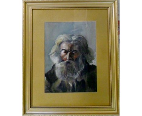Portrait watercolour of a man with signature F Tayler 49 cm x 59 cm