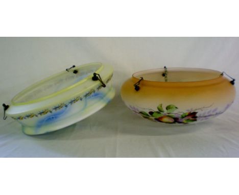 2 1930's glass ceiling light shades