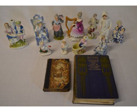 Continental ceramic figures and two books