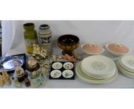 Assorted items inc Minton, West German vases and Royal Worcester