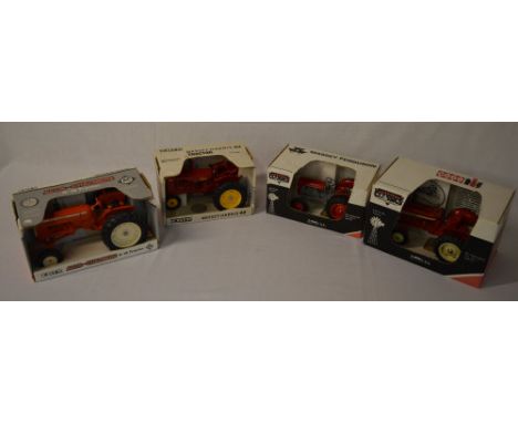ETRL Massey-Harris 44 tractor, ERTL D-19 tractor, Country Classics Massey Ferguson tractor and Case tractor. All boxed 