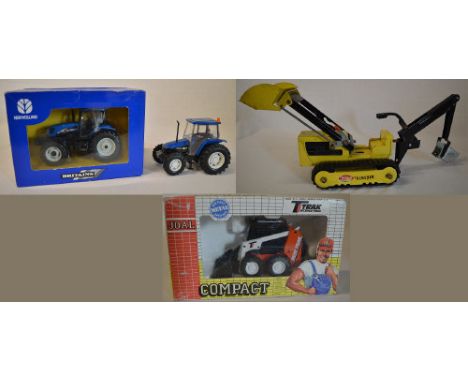 Tonka trencher, 2 'New Holland' tractors & a compact scat track