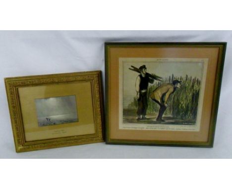 Daumier print & Hamilton Marr watercolour 'Morecambe Sands'